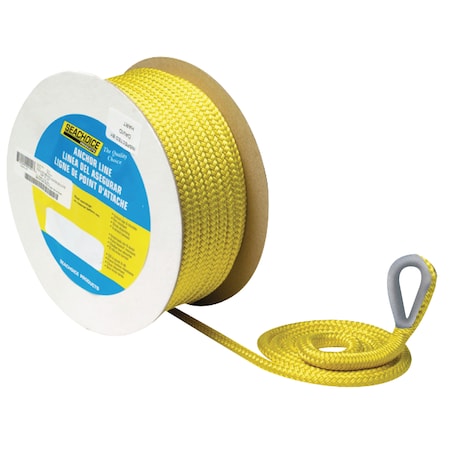 Double Braid Nylon Anchor Line, Yellow, 3/8 X 100'